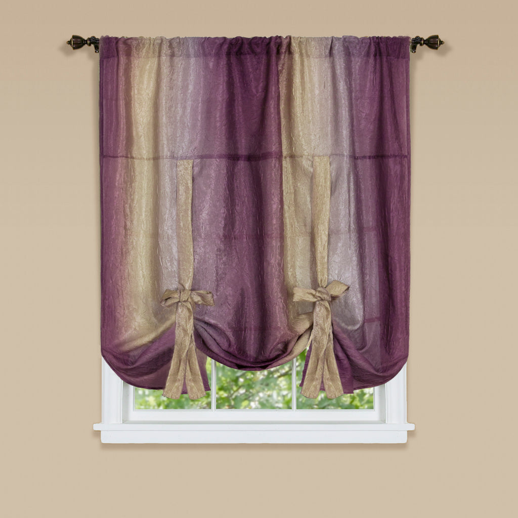 Ombre Window Curtain Tie Up Shade - 50x63 - Aubergine