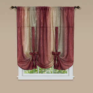 Ombre Window Curtain Tie Up Shade - 50x63 - Burgundy