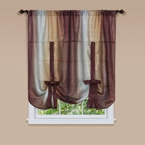 Ombre Window Curtain Tie Up Shade - 50x63 - Chocolate