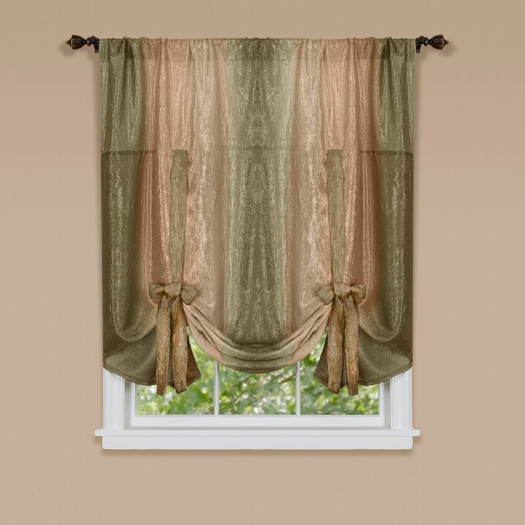 Ombre Window Curtain Tie Up Shade - 50x63 - Earth