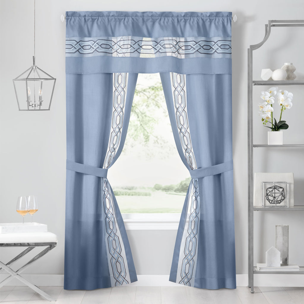 Paige 5 Piece Window Curtain Set - 55x63 - Blue