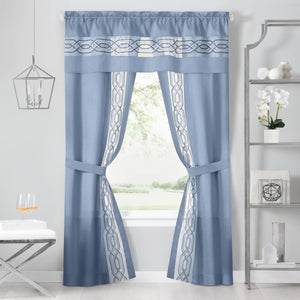 Paige 5 Piece Window Curtain Set - 55x63 - Blue