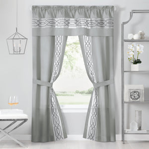 Paige 5 Piece Window Curtain Set - 55x63 - Silver