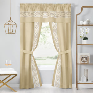 Paige 5 Piece Window Curtain Set - 55x63 - Tan