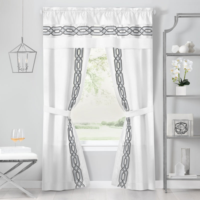 Paige 5 Piece Window Curtain Set - 55x84 - White