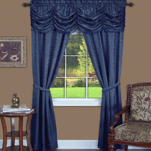 Panache 5 Piece Window Curtain Set - 55x63 - Navy