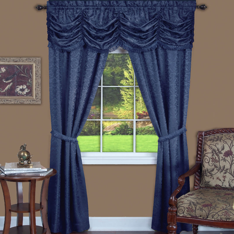 Panache 5 Piece Window Curtain Set - 55x63 - Navy