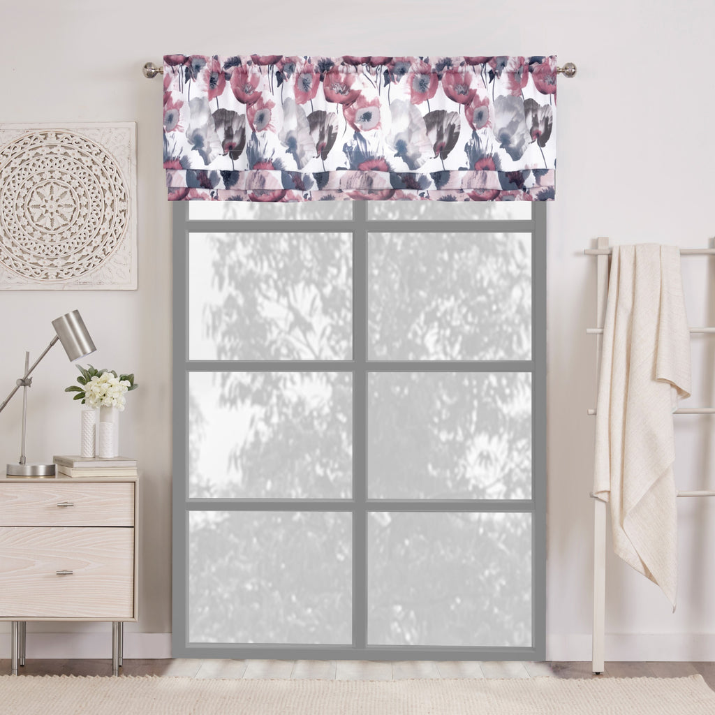 Poppy Field Window Curtain Valance - 50x17 - Blush