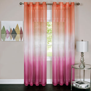 Rainbow - Single Grommet Window Curtain Panel - 52x63 Pink