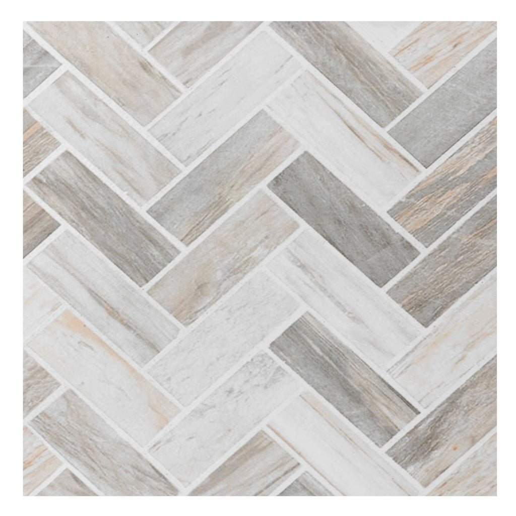 Retro 12x12 Self Adhesive Vinyl Floor Tile - Stone Herringbone - 20 Tiles/20 sq. ft.