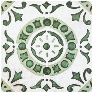 Retro 12x12 Self Adhesive Vinyl Floor Tile - Green Medallion - 20 Tiles/20 sq. ft.