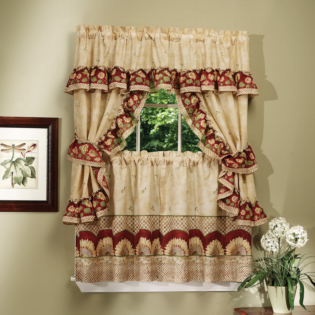 Sunflower Cottage Window Curtain Set - 57x36 - Antique