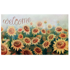 Welcome Outdoor Rubber Entrance Mat 18x30 - Sunflower Field