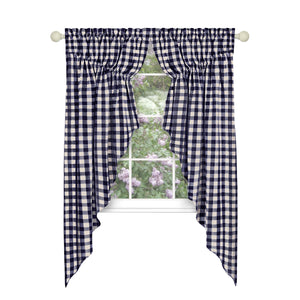 Buffalo Check Window Curtain Tie Up Shade - 42x63 - Navy