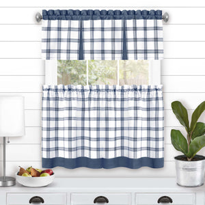 Tate Tier and Valance Window Curtain Set - 58x24 - Blue