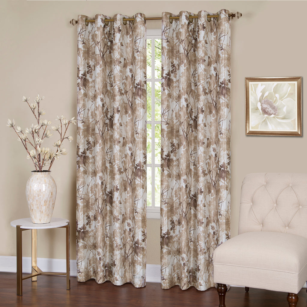 Tranquil - Lined Grommet Window Curtain Panel - 50x63 - Tan