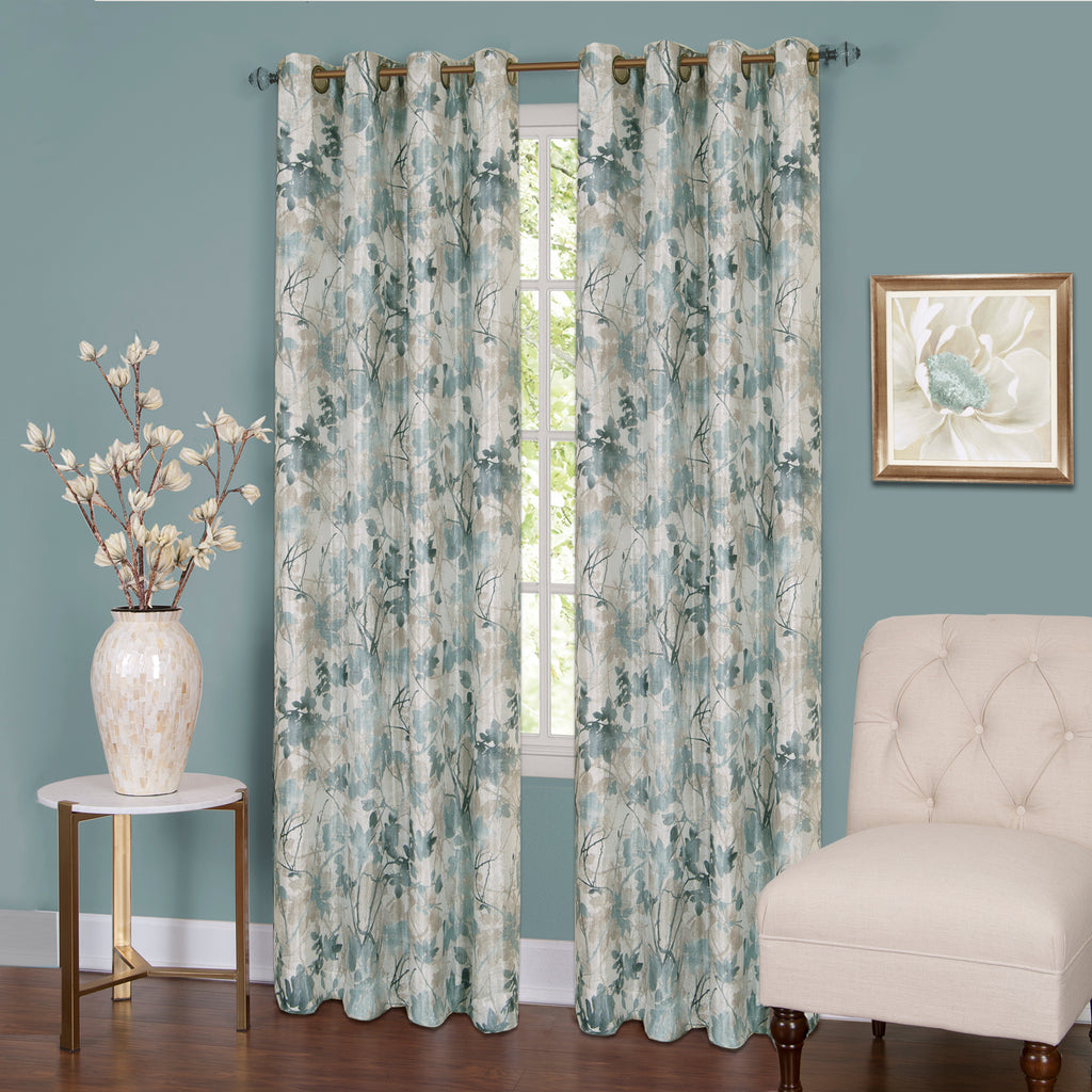 Tranquil - Lined Grommet Window Curtain Panel - 50x63 - Mist