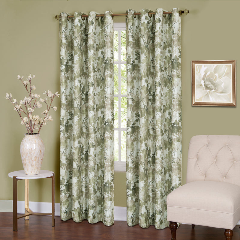 Tranquil - Lined Grommet Window Curtain Panel - 50x63 - Green