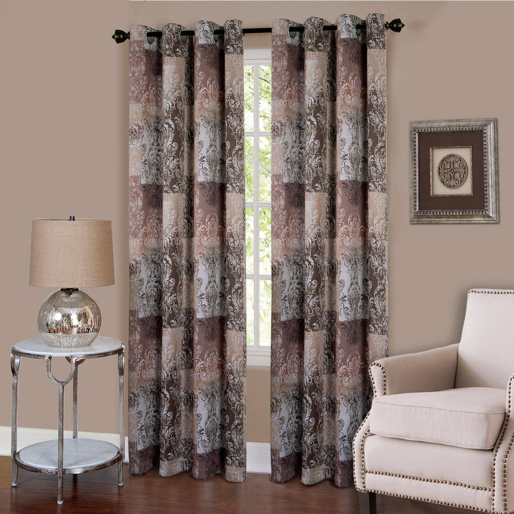 Vogue Grommet Window Curtain Panel 50x63 - Brown