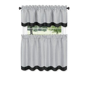 Westport Window Curtain Tier Pair and Valance Set - 58x24 - Black/White