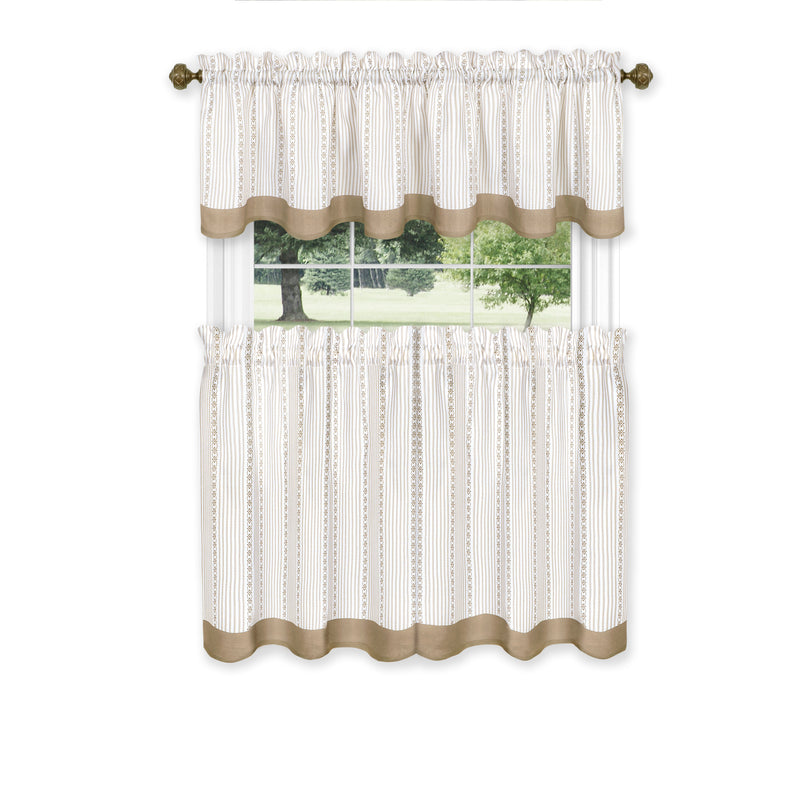 Westport Window Curtain Tier Pair and Valance Set - 58x24 - Taupe