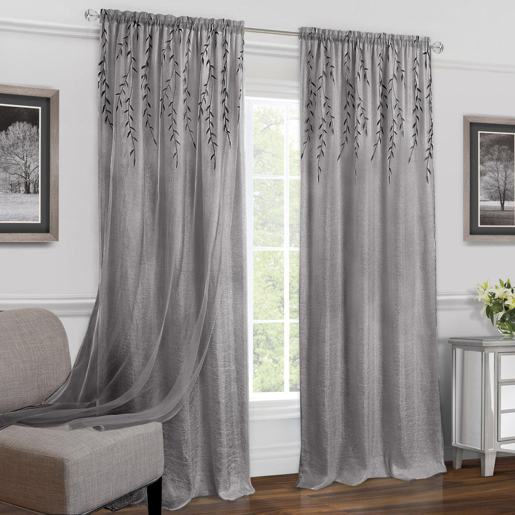 Willow Rod Pocket Window Curtain Panel - 42x63 - Grey