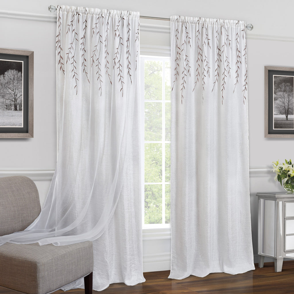 Willow Rod Pocket Window Curtain Panel - 42x63 - White