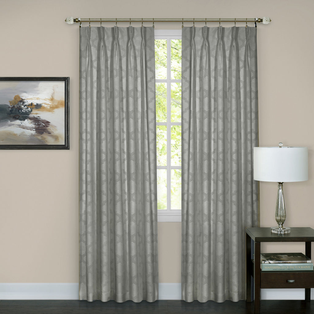 Windsor Pinch Pleat Window Curtain Panel 34x63 - Silver