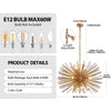 Gold 12-Light Mid-Century Modern Starburst Chandelier with Adjustable ...