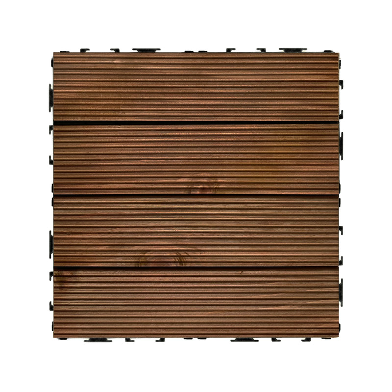 OutdoorZ Interlocking 12-in x 12-in Deck Tiles - Plank Royal Mahogany - 27 tiles