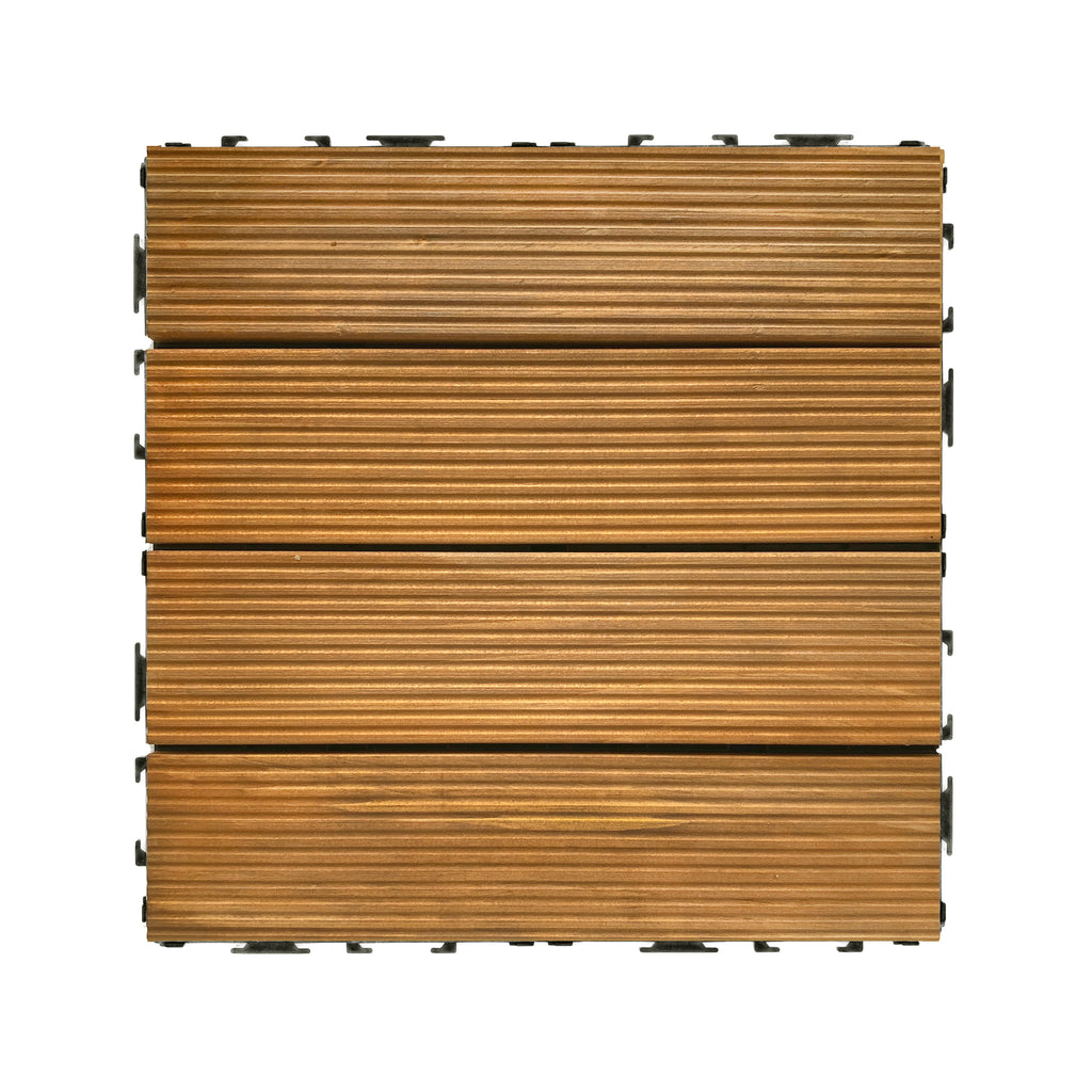 OutdoorZ Interlocking 12-in x 12-in Deck Tiles - Plank Honey Oak  - 27 tiles