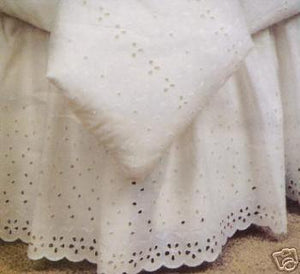 Elegant Eyelet Bed Skirt - White - Twin