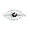Classic Mid Century Eye Clock  Retro Wall Clock Decorative Wooden and Metal Accents Walnut & Brass