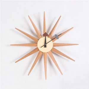 Mid Century Sunburst Atomic Wooden Wall Clock Multi Color Handmade Antique Modern Star Wall Clock For Bedroom ,Living Room ,Office