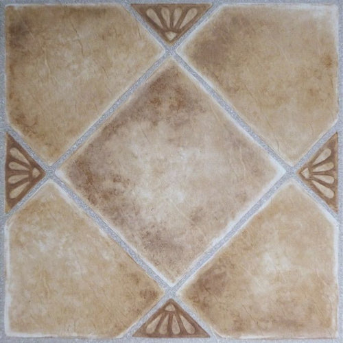 Tivoli Beige Clay Diamond with Accents 12x12 Self Adhesive Vinyl Floor Tile - 45 Tiles/45 sq Ft.